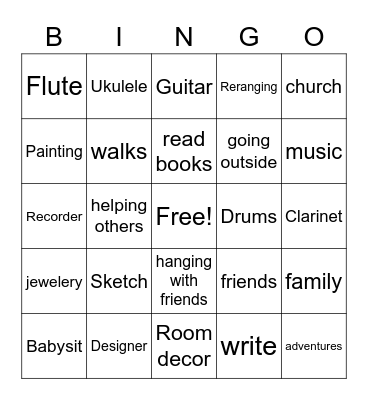 About mee Bingo Card