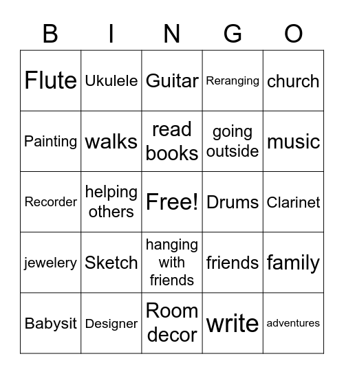 About mee Bingo Card