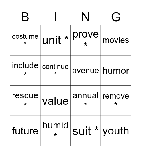 Bingo Card