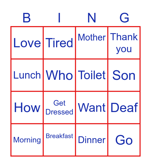 ASL Bravo unit 1 Bingo Card