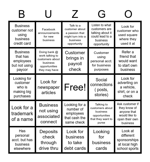 Find that Business Bingo Card