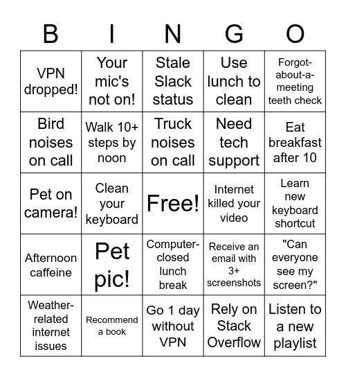 Team Bingo Card