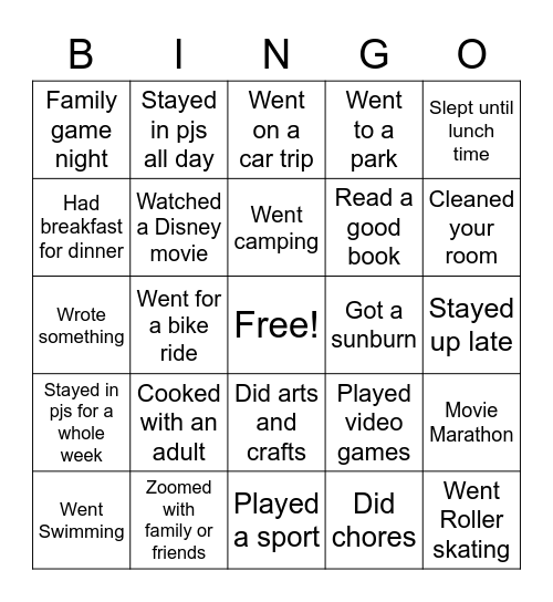 Quarantine Bingo Card