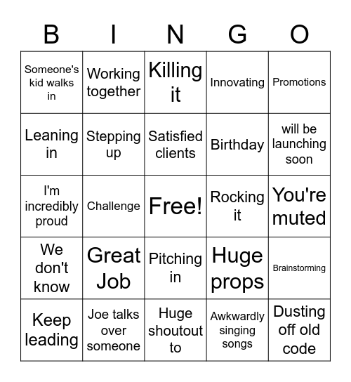 I dont know Bingo Card