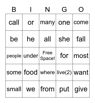 Plus Sight Words Lesson 6-10 Bingo Card
