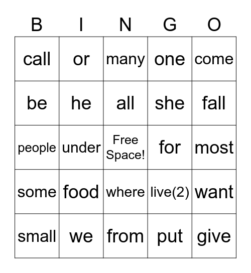 Plus Sight Words Lesson 6-10 Bingo Card