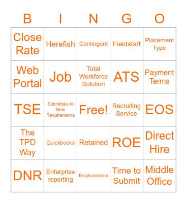 TPD PROJECT 20/20 BINGO Card
