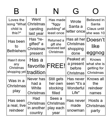 Christmas Bingo Card