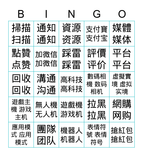 APCH L39 科学 Bingo Card