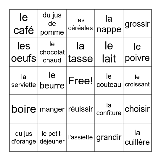 Bien Dit Chapter 6 PART 1 Bingo Card