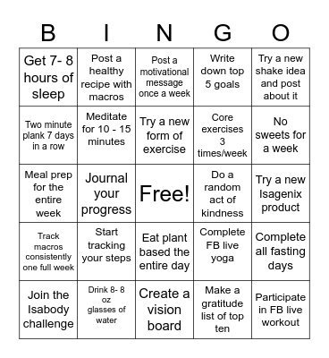 Fasting 48 Level Up - Challenge Yourself Bingo Card