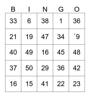 THANKSGIVING Bingo Card
