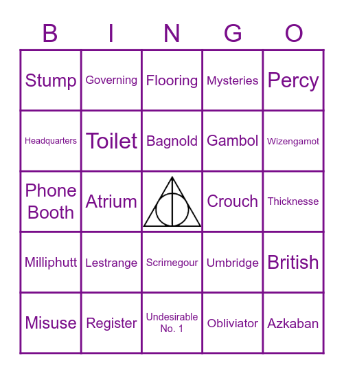MINISTER OF MAGIC Bingo Card