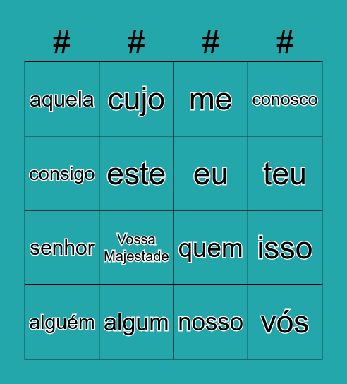 Bingo dos pronomes Bingo Card