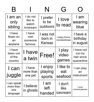 Ice Breaker Bingo 409 Bingo Card