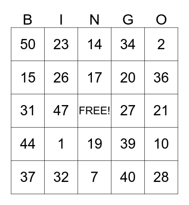 THANKSGIVING Bingo Card