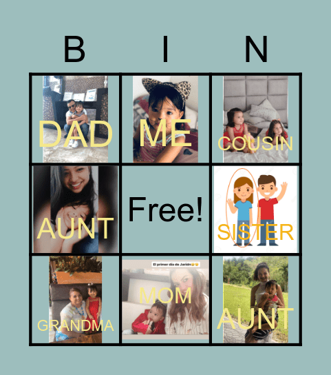 ME AND MY FAMILY Bingo Card