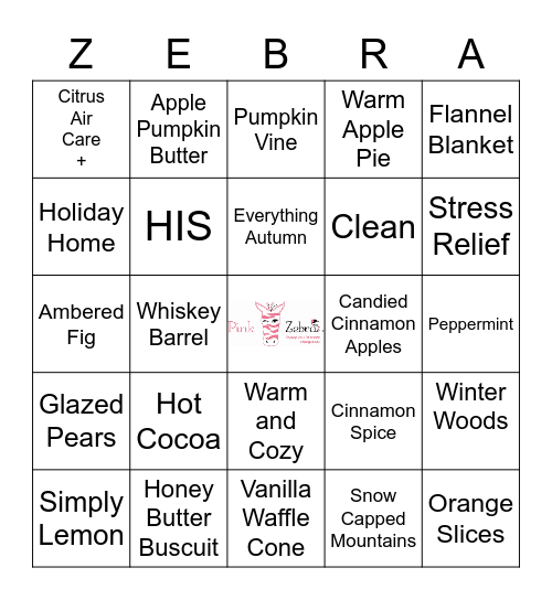 PINK ZEBRA Bingo Card