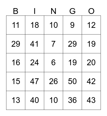 THANKSGIVING Bingo Card