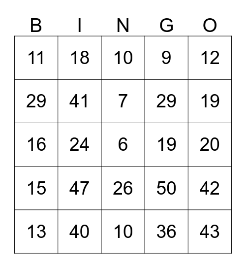 THANKSGIVING Bingo Card
