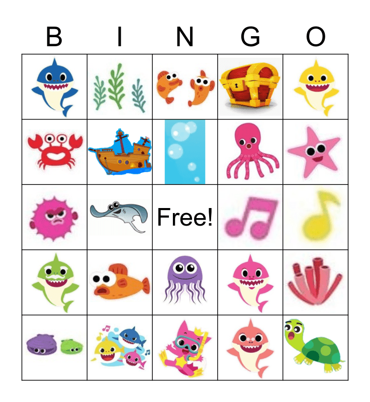 Baby Shark Bingo Card