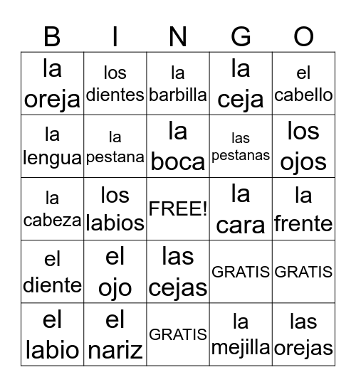 La Cara Bingo Card