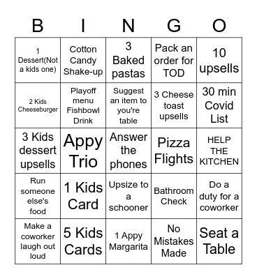 Server Bingo Card