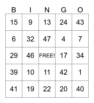 THANKSGIVING Bingo Card