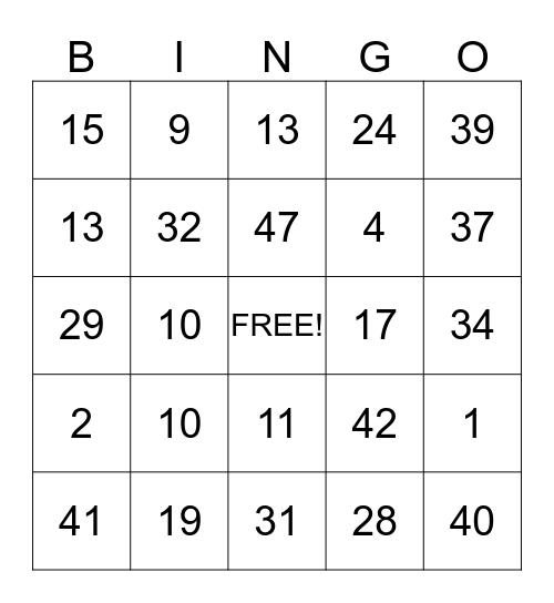 THANKSGIVING Bingo Card