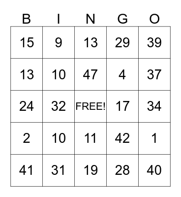 THANKSGIVING Bingo Card