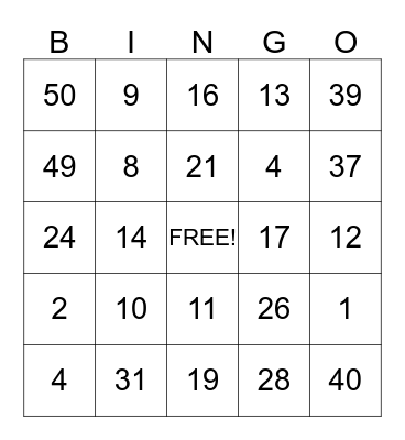 THANKSGIVING Bingo Card