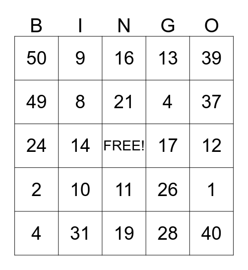 THANKSGIVING Bingo Card