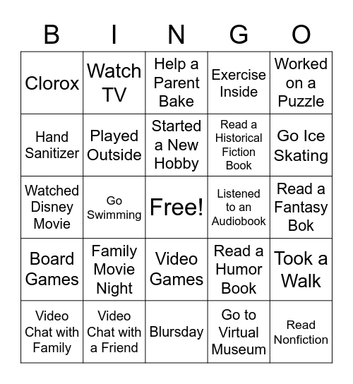 Kids Bingo! Bingo Card