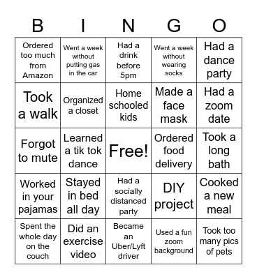 Housing Forward Stay at Home Bingo Card
