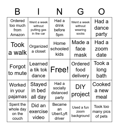 Housing Forward Stay at Home Bingo Card