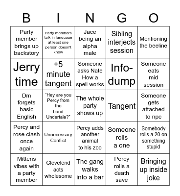 Two Rouges Bingo Card