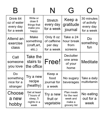 EMPAC Wellness Bingo Card