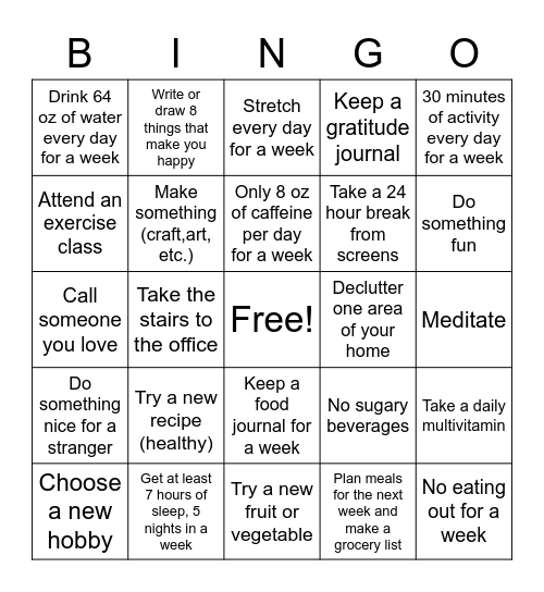 EMPAC Wellness Bingo Card