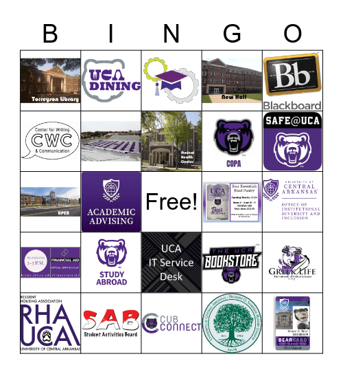 UCA Resources Bingo Card