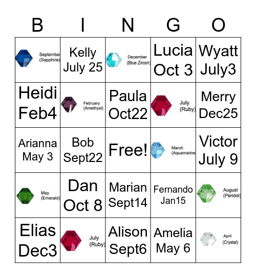 Birthday Bingo Card