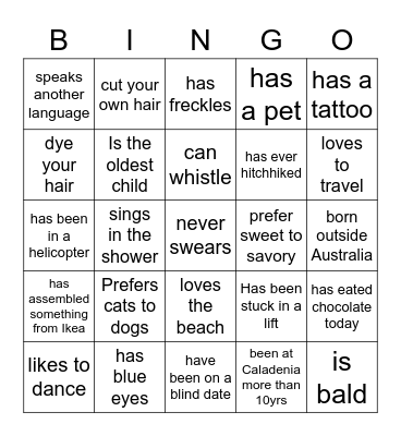 Getting to Know You Bingo Card