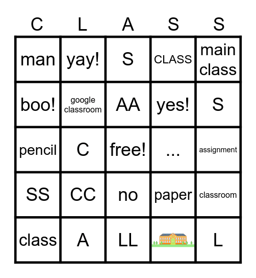 school game Bingo Card