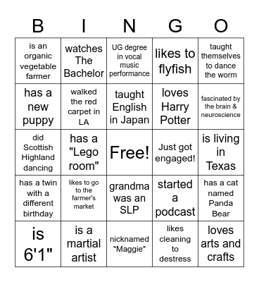 SLHS 6530 Bingo Card