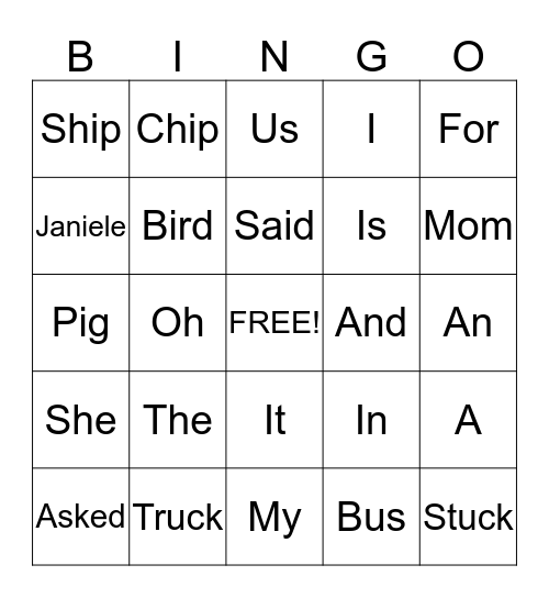 Janiele's Bingo Card