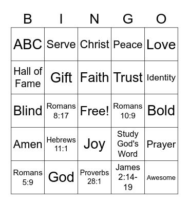 Faith Bingo Card