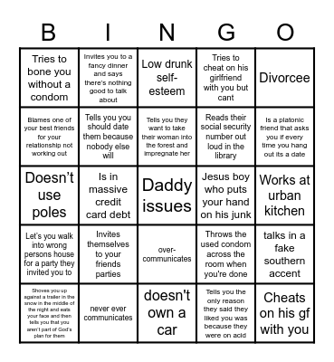Red Flag Bingo Card
