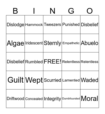 At The Beach Bingo Card