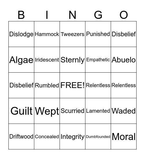 At The Beach Bingo Card