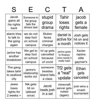 2020-2021 bingo sheet Bingo Card