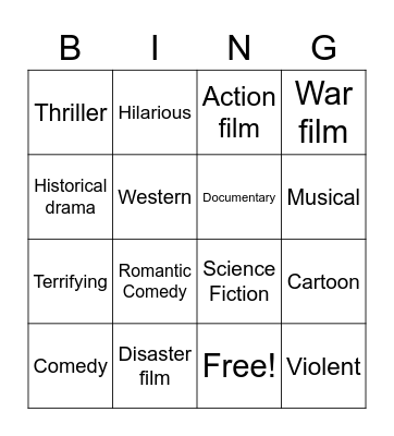 Film Bingo Card